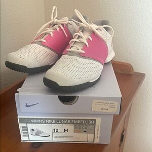 Nike Pink and White Golf Shoes